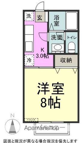 ベルフラワー青柳 A棟(1K/2階)の間取り写真