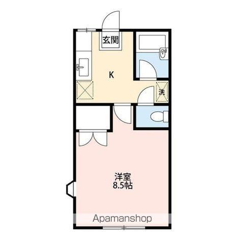 ポムフリット(1K/1階)の間取り写真