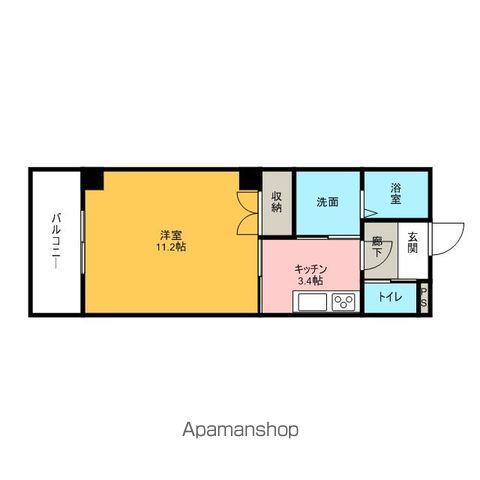 リヴェールⅡ(1K/4階)の間取り写真