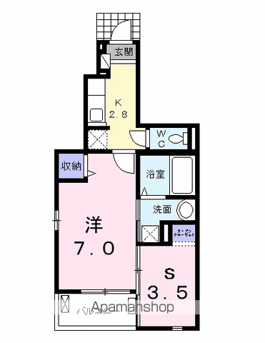 ヴァルト(1K/1階)の間取り写真