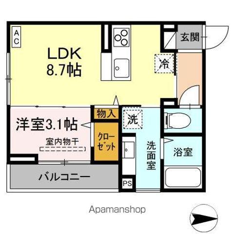 J-ROOM妃 VII番館 屋代駅前(1LDK/3階)の間取り写真