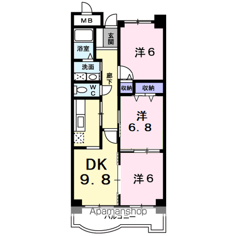 サンフローラ(3DK/3階)の間取り写真