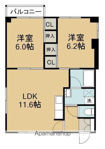コーポワンセルフ(2LDK/3階)の間取り写真