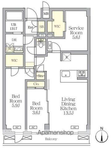アジールコート都立大学(2SLDK/2階)の間取り写真