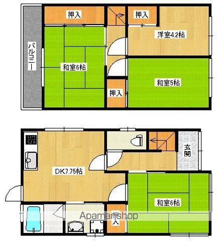 南海電鉄高野線 北野田駅 徒歩52分 2階建 築40年(4DK)の間取り写真