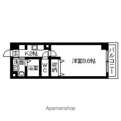 ロータス北花田(1K/2階)の間取り写真