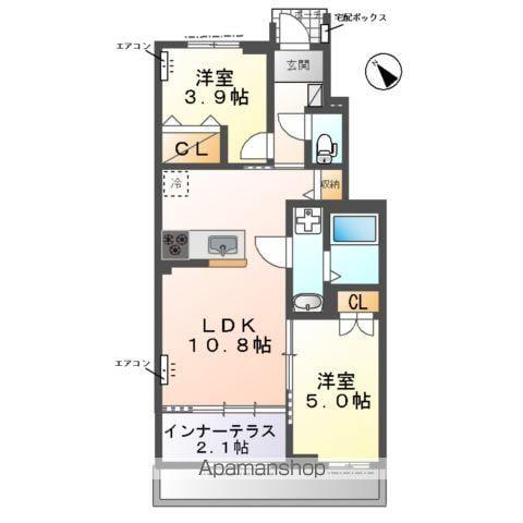 野田市なみき3丁目アパート(2LDK/1階)の間取り写真
