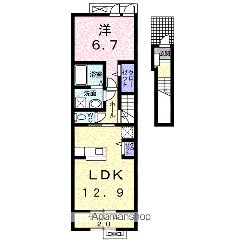スイセンⅠ(1LDK/2階)の間取り写真