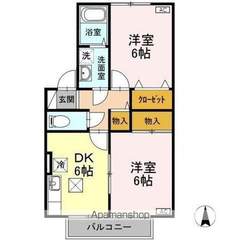 ウェンディハウスA・B(2DK/1階)の間取り写真