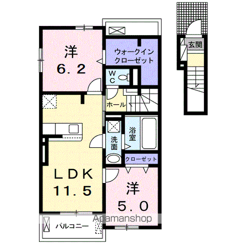 カーサ ステッラⅤ(2LDK/2階)の間取り写真