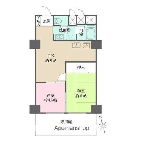 秀和幡ヶ谷レジデンス(2DK/1階)の間取り写真