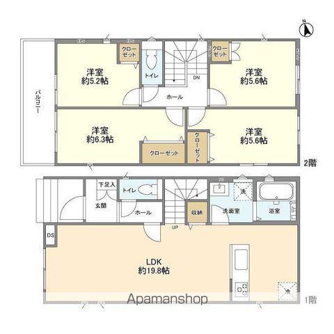 東武鉄道野田線 増尾駅 徒歩23分 2階建 築2年(4LDK)の間取り写真