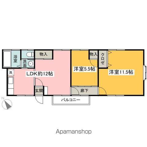 富士見荘(2LDK/1階)の間取り写真