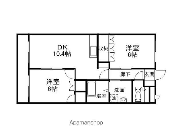 エクセルハイム岩ヶ下Ⅱ(2DK/2階)の間取り写真