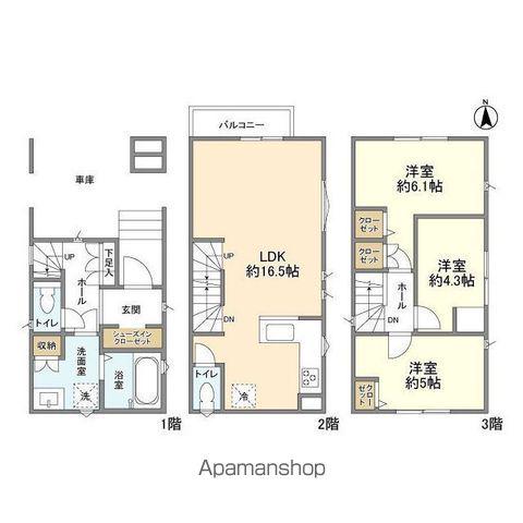埼玉高速鉄道 南鳩ケ谷駅 徒歩9分 3階建 築3年(3LDK)の間取り写真