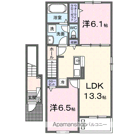アベリア・ルル Ⅰ(2LDK/2階)の間取り写真