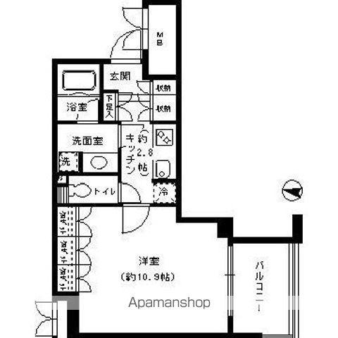 アゼリアテラス新宿(ワンルーム/6階)の間取り写真