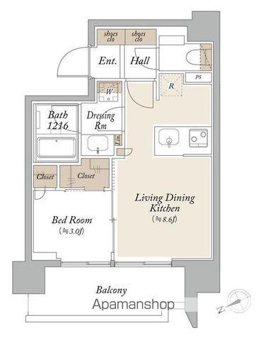 オーキッドレジデンス芝浦(1LDK/10階)の間取り写真