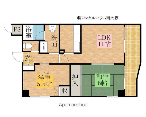 Mフラット(2LDK/4階)の間取り写真