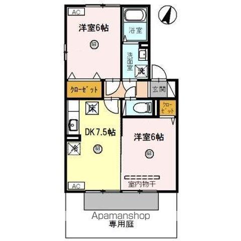 ピースフィールズ(2DK/1階)の間取り写真