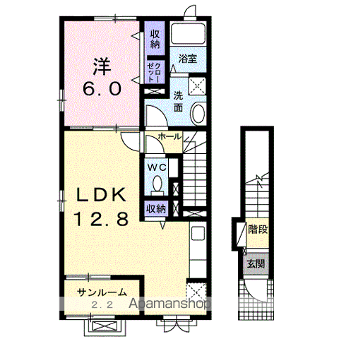 ボニート(1LDK/2階)の間取り写真