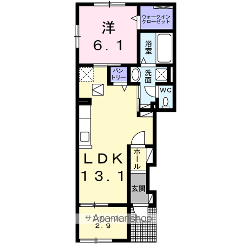 サリーレⅢ(1LDK/1階)の間取り写真