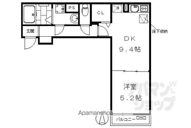 シャルマン東寺南III(1K/1階)の間取り写真