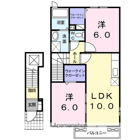 アドニードⅡ(2LDK/2階)の間取り写真