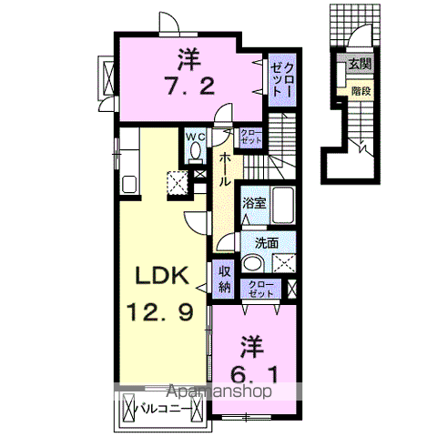 ルーセントS・Ⅱ(2LDK/2階)の間取り写真