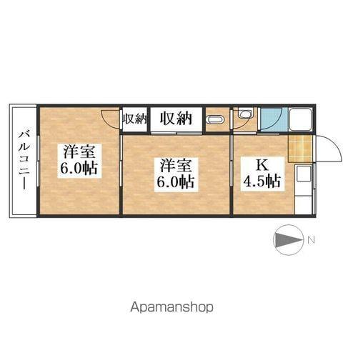 名西ハイツ(2K/2階)の間取り写真
