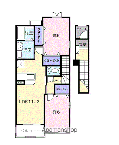 セレノⅠ(2LDK/2階)の間取り写真