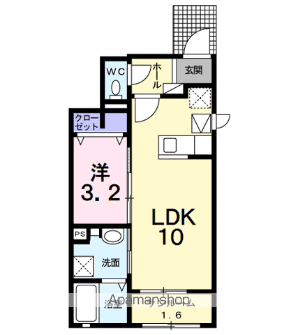 レジデンスやはたⅣ B(1LDK/1階)の間取り写真