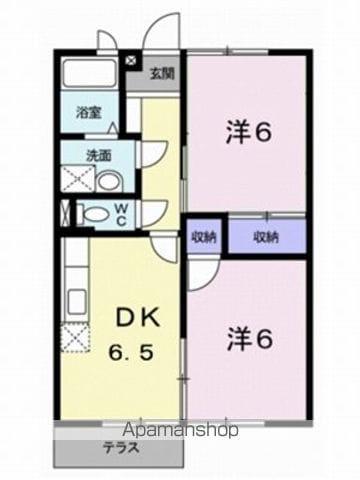 エルディム畑寺(2DK/1階)の間取り写真