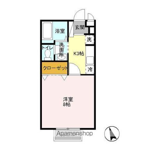 ペニーレインビレッジ(1K/2階)の間取り写真