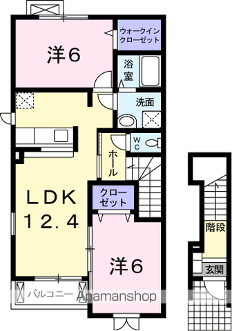 クレアーレB(2LDK/2階)の間取り写真