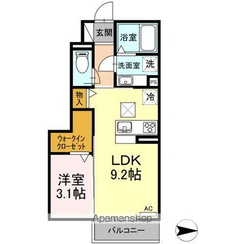 エクセル21 V(1LDK/1階)の間取り写真