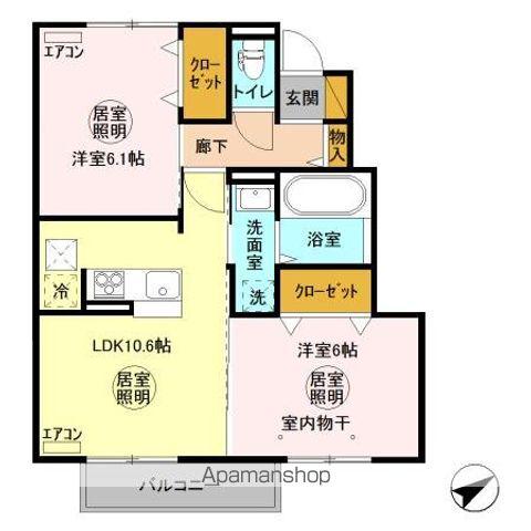 フォレストメゾン深芝(2LDK/1階)の間取り写真