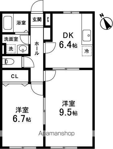 ヒラソールマルセイⅠⅡ(2DK/1階)の間取り写真