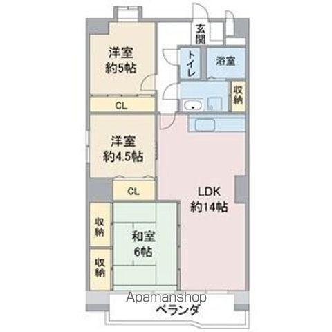 レジデンス栄光(3LDK/5階)の間取り写真