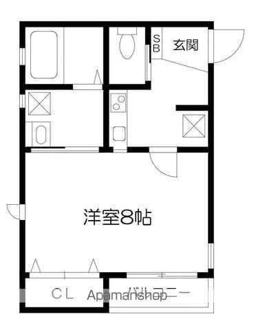 エクリュ帯山(1K/2階)の間取り写真