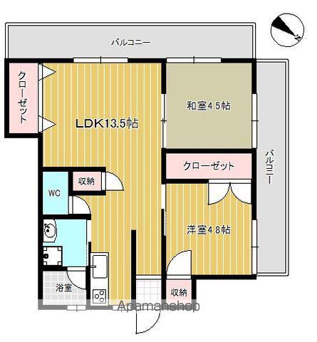 メゾンドブランシュ鴨池(2LDK/2階)の間取り写真