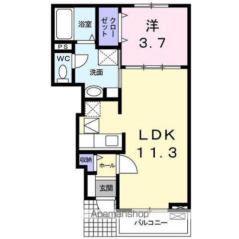 アミックスⅡC(1LDK/1階)の間取り写真