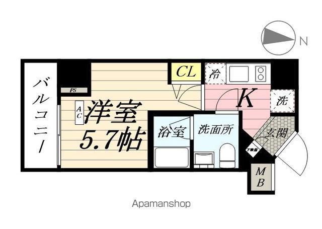 LOG横浜鶴見(1K/6階)の間取り写真