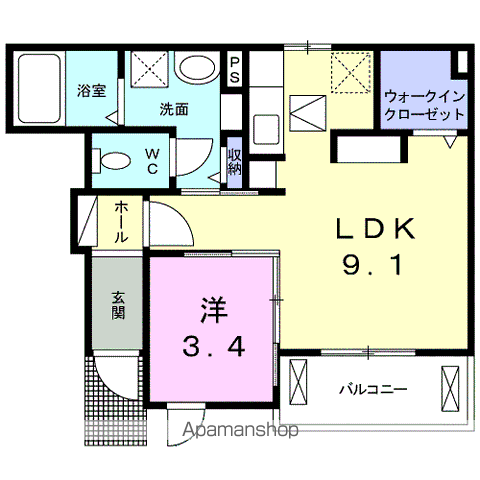 カーサピアッツァⅢ(1LDK/1階)の間取り写真