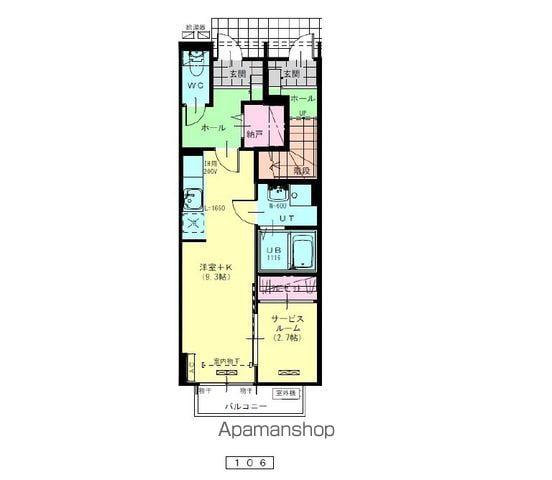 ポルトボナー(1K/1階)の間取り写真