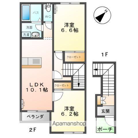 メゾンマーメイド(2LDK/2階)の間取り写真
