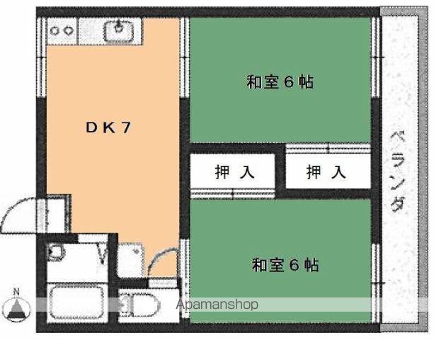清水コーポ(2DK/2階)の間取り写真