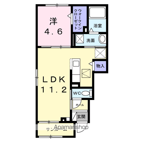 グレイス 八万(1LDK/1階)の間取り写真