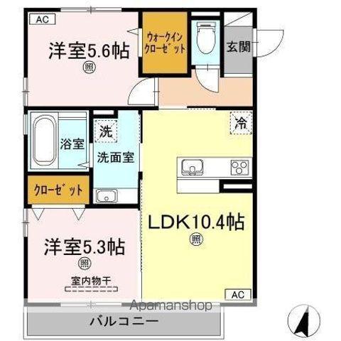 エスポワールかまた(2LDK/2階)の間取り写真