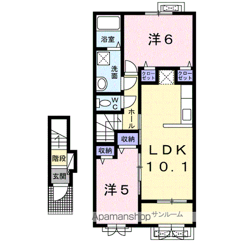 アプローズムーンⅤ(2LDK/2階)の間取り写真